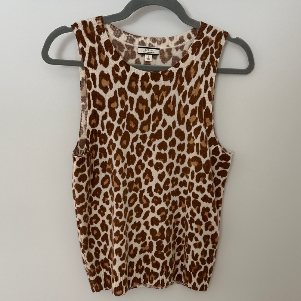 J. Crew Leopard Print Sleeveless Knit Tank - Brown & White